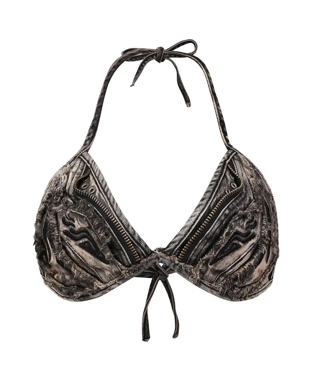 Mythical Beast Motif Bikini Top Black