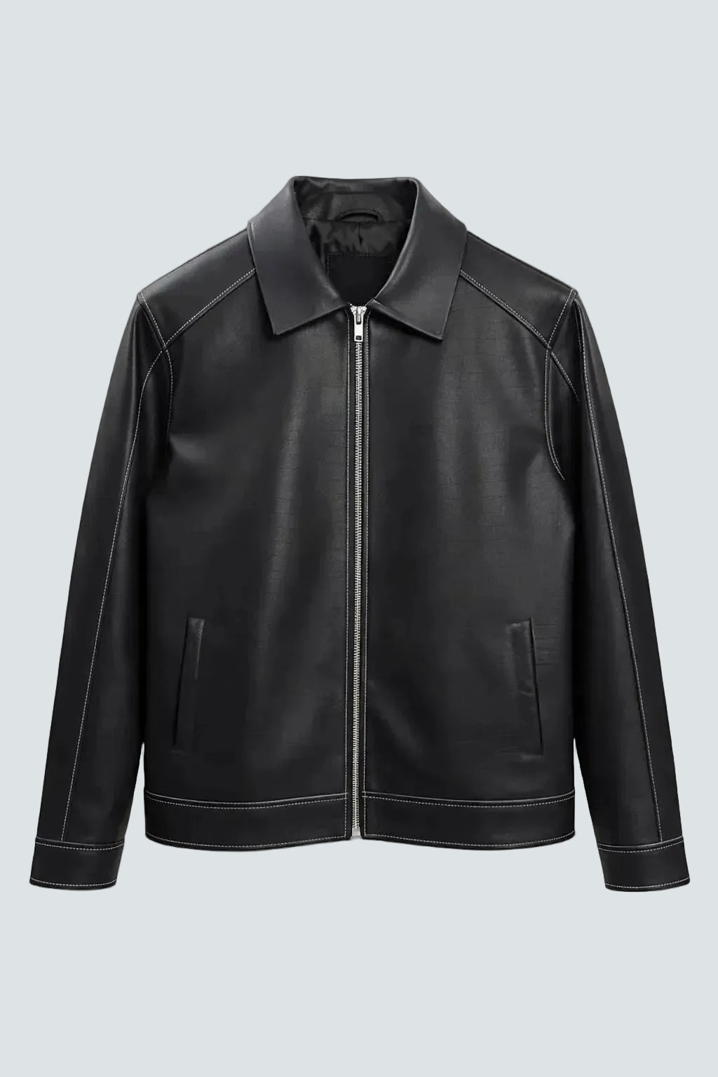 Crocodile Leather Jacket Black