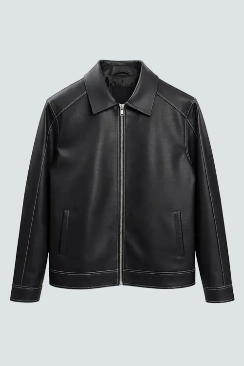 Crocodile Leather Jacket Black