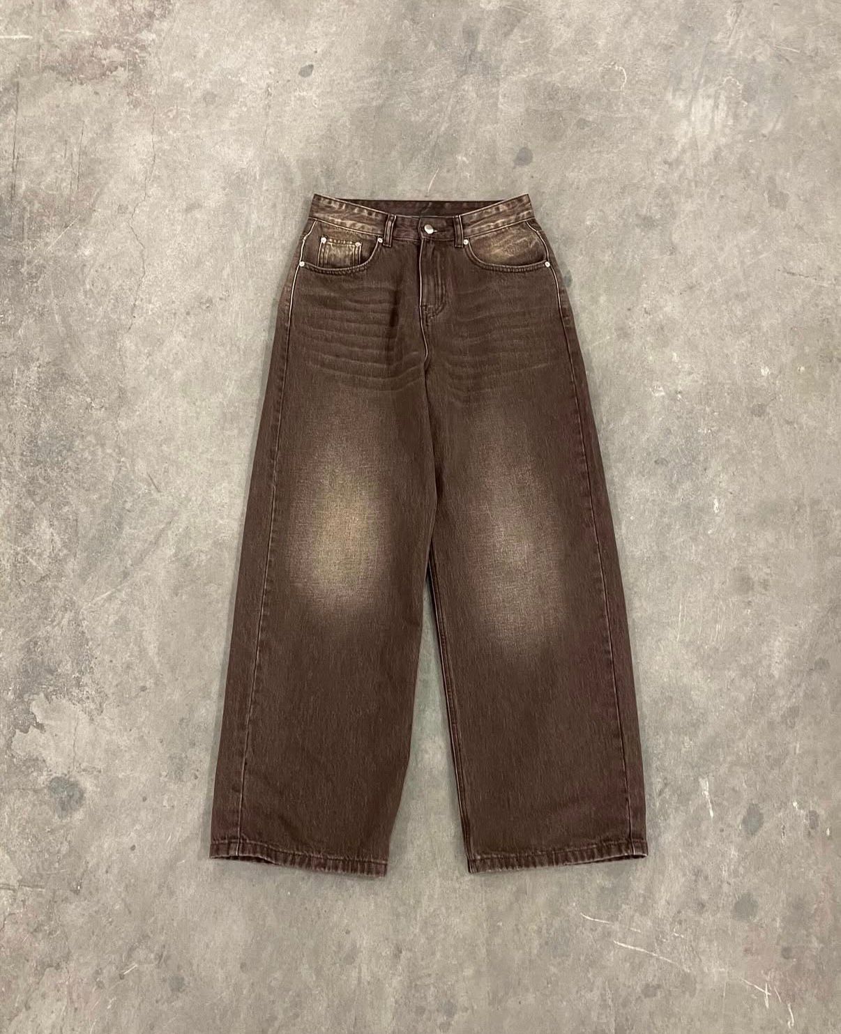 Mocha Distressed Denim Jeans | ZRONUS®