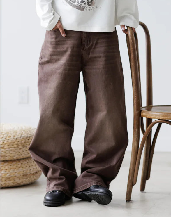 Mocha Distressed Denim Jeans | ZRONUS®